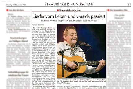 Bericht aus der Straubinger Rundschau v. 16.12.2014